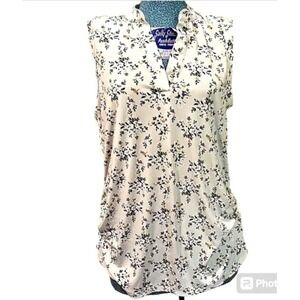 Jesse and J Maternity‎ Blouse Grey Floral Stretch Ruched Pullover Top M